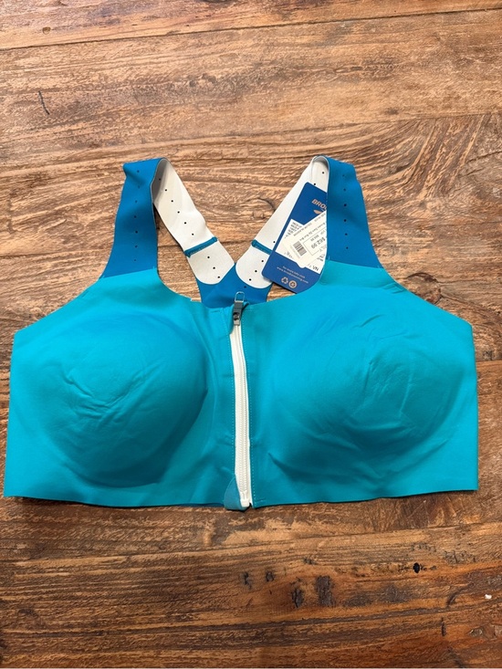 Brooks Other - Brooks Dare Zip Run Bra Teal & Blue Front-Zip High Support Sports Bra